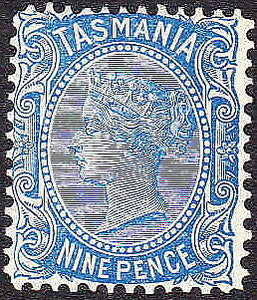 Tasmania Australian States SG 242c 9d blue side face Wmk sideways error mint