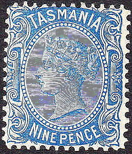 Tasmania Australian States SG 242c 9d blue side face Wmk sideways error mint