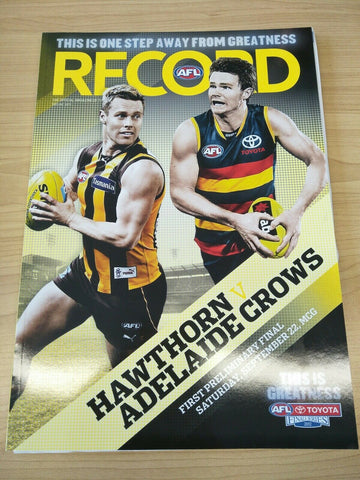 2012 AFL First Preliminary Final Hawthorn V Adelaide Football Record