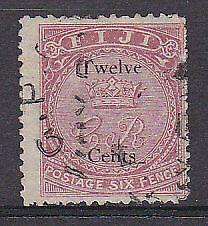 Fiji Pacific Islands SG 18 12c on 6d rose Used