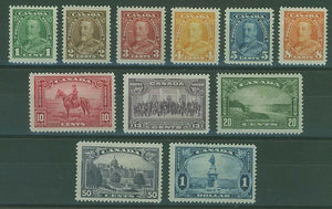 Canada SG 341/51 KGV Set of 11 MH