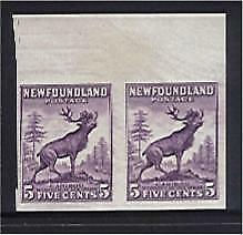 Newfoundland Canada SG 213 5c Caribou animal deer Stamp Proof Pair