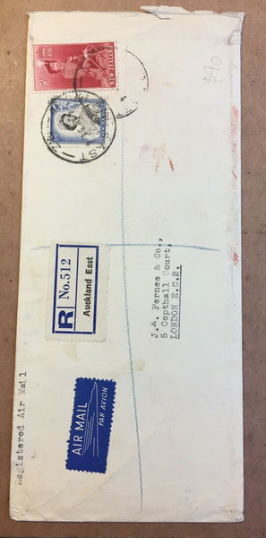 New Zealand  1954 5/- Red Queen Elizabeth II on Registered Cover To England