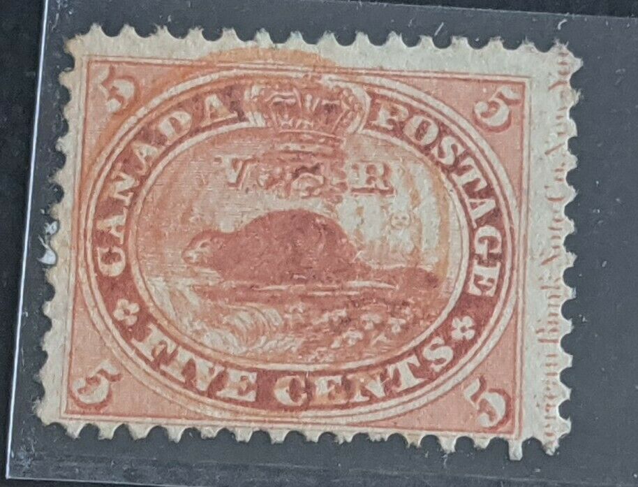 Canada SG 31 Five Cents 5c Scarce Orange Cancel Imprint Stamp