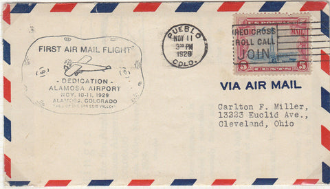 USA 1929 First Flight cover ex Colorado Airport containing Rotary Club greetings