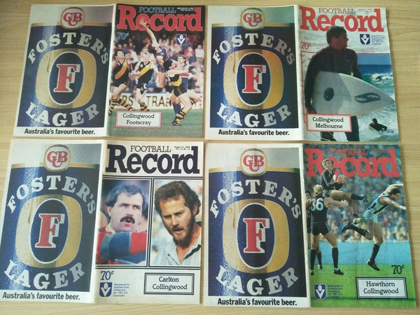 Lot Of 1986 VFL Football Records Collingwood Games x 22