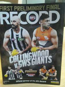 First Preliminary Final Collingwood Vs GWS Giants Footy Record september 21 2019