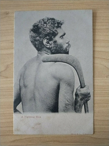 Australian Vintage Postcard A Fighting Man Aboriginal Kerry & Co Sydney