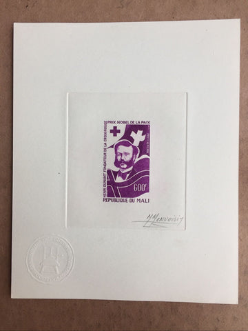 Mali 1977 Henri Dunant Red Cross 600f. Artist Signed Die Proof SG599 Purple