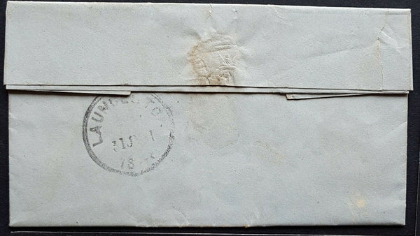 Tasmania 1848 Launceston pre adhesive local letter rated 4d in manuscript