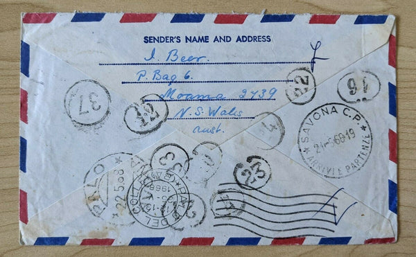 Australia Air Mail Cover with Single Franking Sent to Italy & Returned to Sender