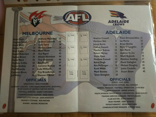 2000 Michael Page AFL Cup AFL Football Record Melbourne v Adelaide IN LONDON