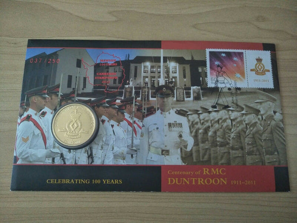 2011 Australian $1 Centenary Of RMC Duntroon PNC Canberra Stamp Show Overprint