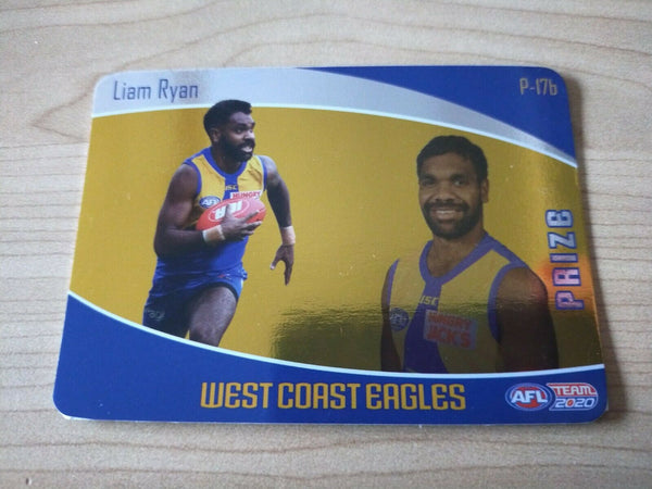 2020 Teamcoach Prize Football Card Liam Ryan West Coast P-17b