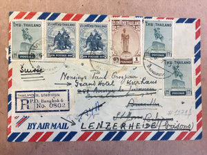 Thailand 1956 Registered Airmail Cover Bangkok To Belgium