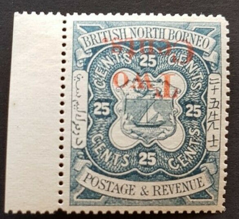 North Borneo 1890 2c on 25c Arms with INVERTED surcharge Error SG 51A MUH