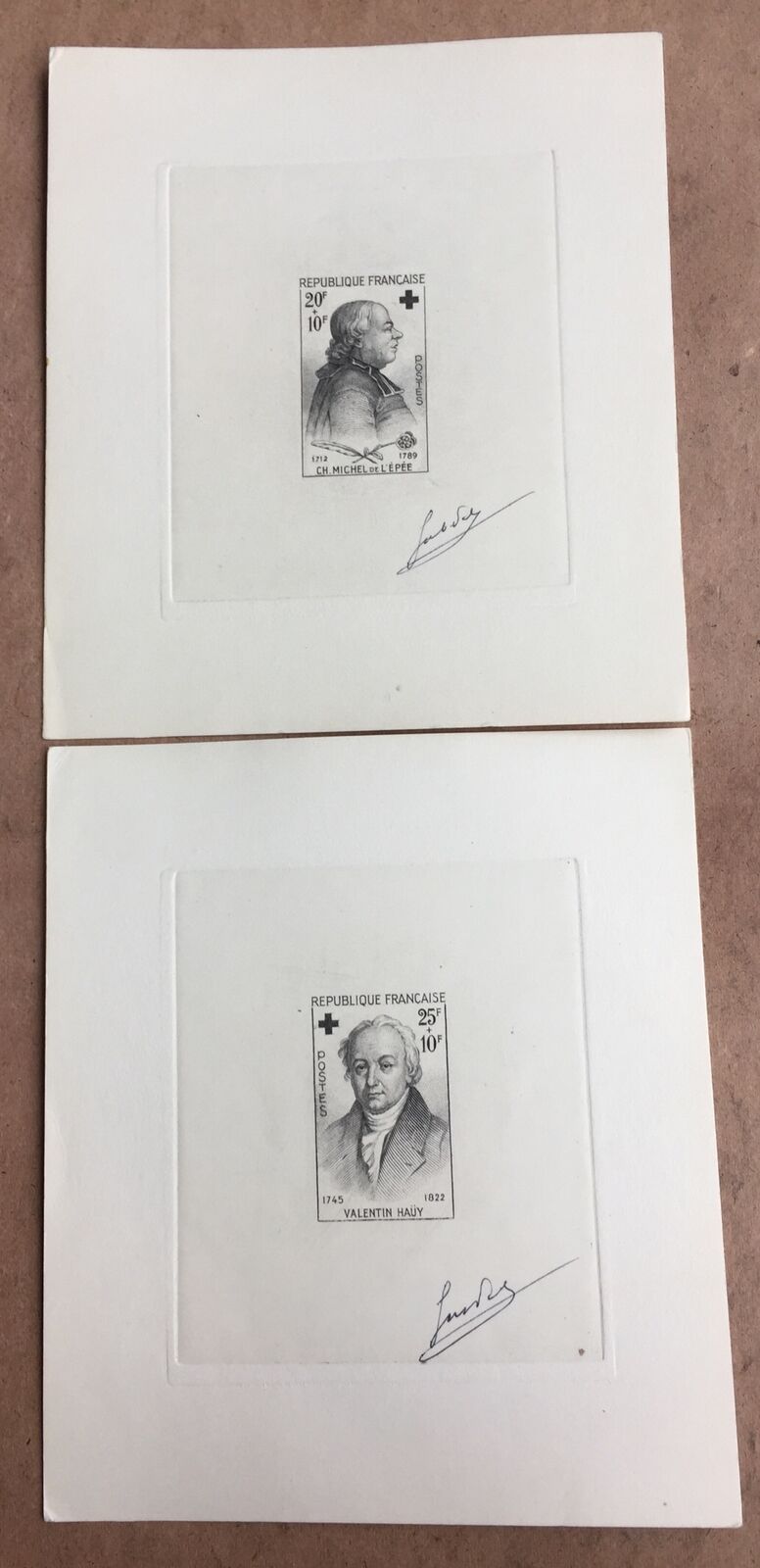 France 1959 Red Cross Fund Set. Artist Signed Die Proof SG1448/9