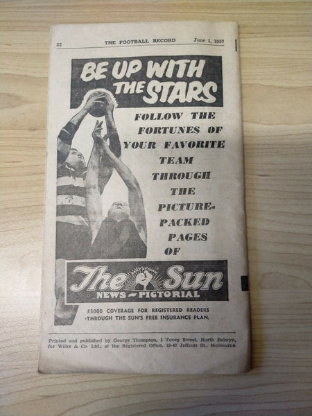 VFL 1957 June 1 Football Record Collingwood v St Kilda