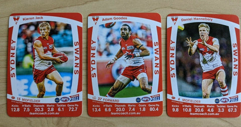 2011 Teamcoach LIMITED ULTRA RARE SAMPLE Sydney Swans 3 CARD Prize SET