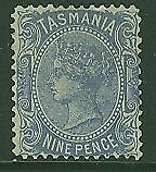 Tasmania Australian States SG 242f  9d ultra Sideface, slight thin at base MLH