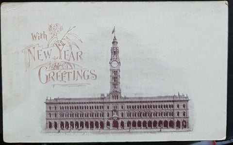 NSW 1½d PostCard With New Year Greetings General Post Office Sydney HG 23b M