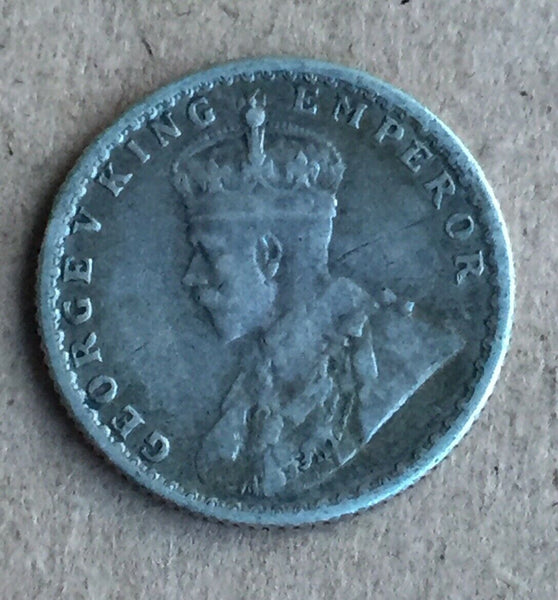 India KGV 1918 1/4 Quarter Silver Rupee. Fine Condition.