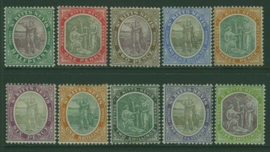 Saint Kitts-Nevis West Indies Caribbean SG 1/10 Set of 10 MLH