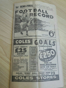 VFL 1959 First Semi Final Collingwood v Essendon, Football Record. Folded.