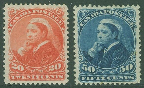 Canada Queen Victoria 20c vermilion & 50c blue Fresh colour. SG 115-6 Set Mint