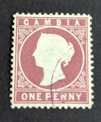 Gambia One Penny 1d SG 12b Inverted Watermark Stamp