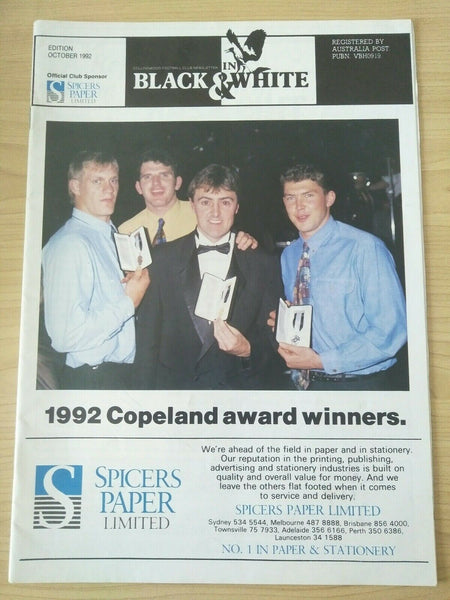 Collingwood Football Club "In Black & White" Newsletter 1991-96 x7 and Stickers