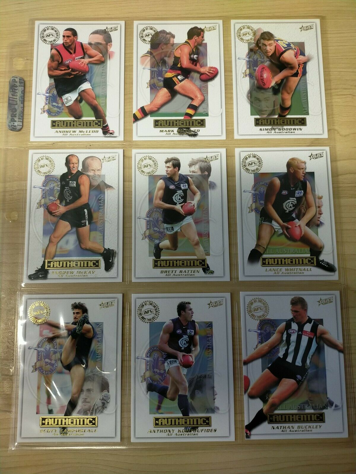 2001 Select Authentic All Australian Complete Set Of 22 Cards