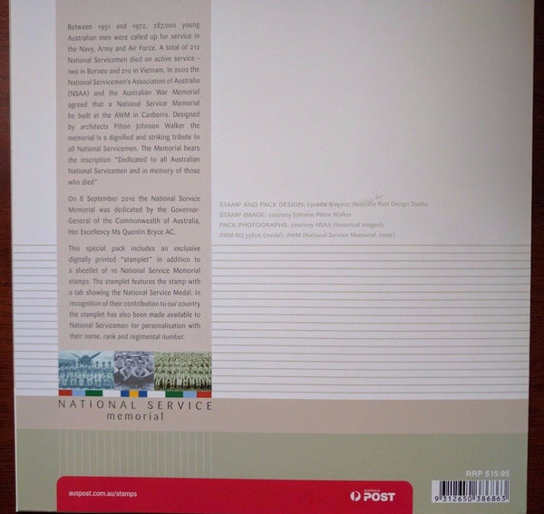 Australia 2010 National Service Memorial Stamp Sheetlet & Mini Sheet which is unique to the folder