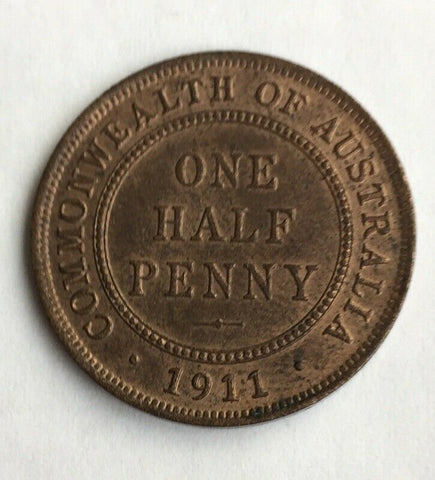 Australia 1911 Half Penny 1/2d Uncirculated Coin
