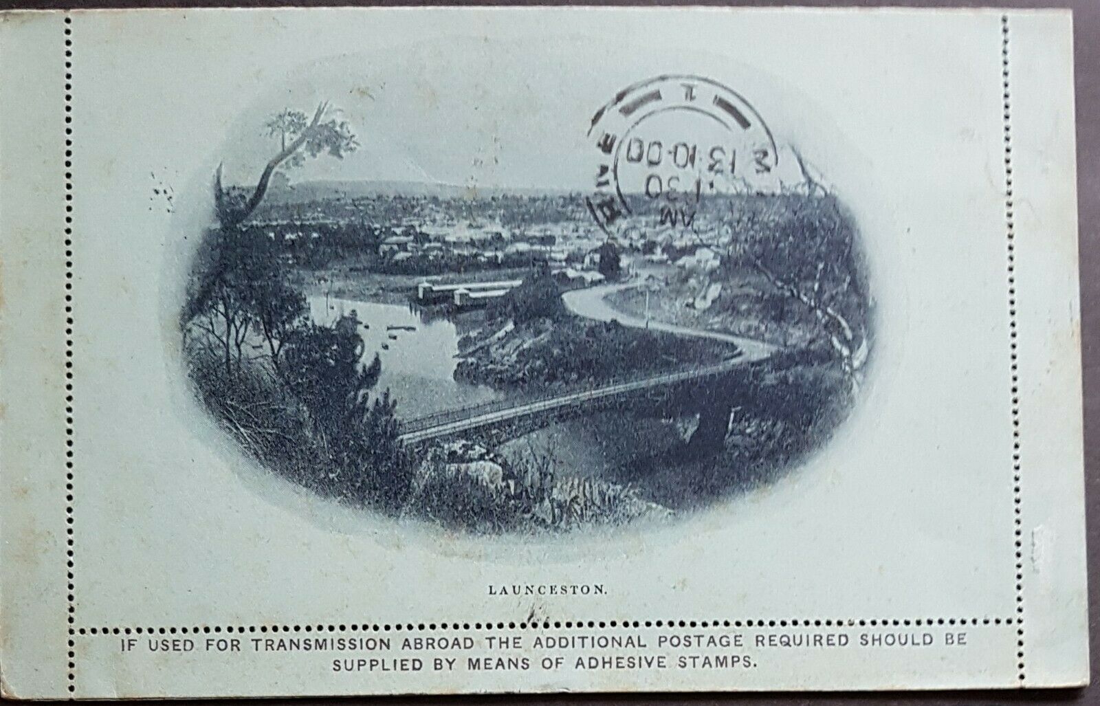 Tasmania Australian States 2d Scenic Letter Card Launceston view flaps intact U