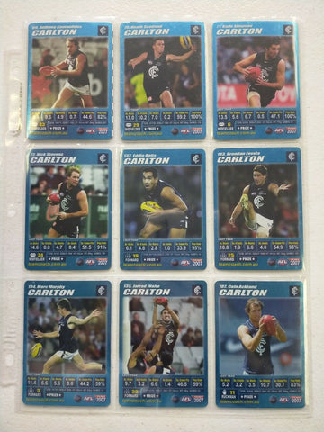 2007 Teamcoach Blue Prize Card Carlton Team Set Of 12 Cards