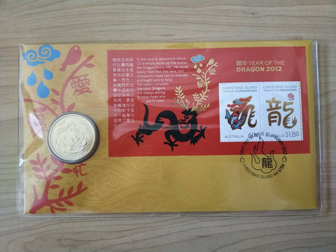 2012 Australian $1 Year of the Dragon PNC With Mini Sheet First Day Of Issue