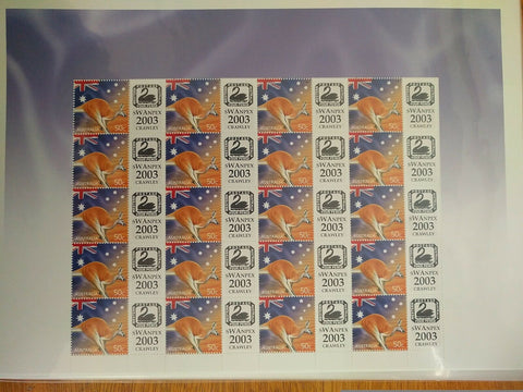 Special Exhibition Sheet SES 50c Swanpex 2003 WA Stamp Exhibitions birds Swans