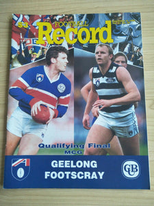 AFL 1992 Qualifying Final Football Record Geelong v Footscray