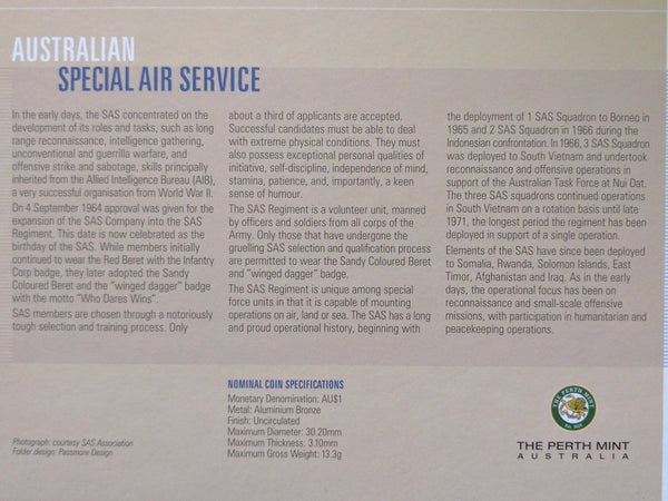 50TH Anniversary Special Air Service Coin and Stamp Folder Limited 0670/2000