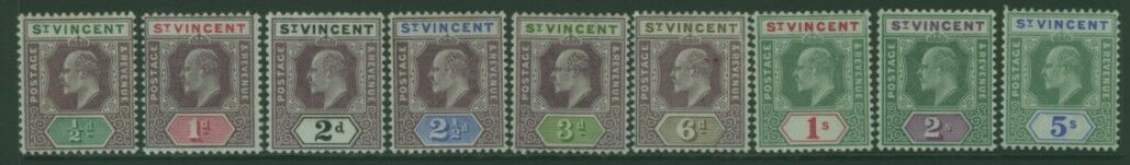 St Vincent West Indies Caribbean SG 76/84 KGV Set of 9 Superb MLH