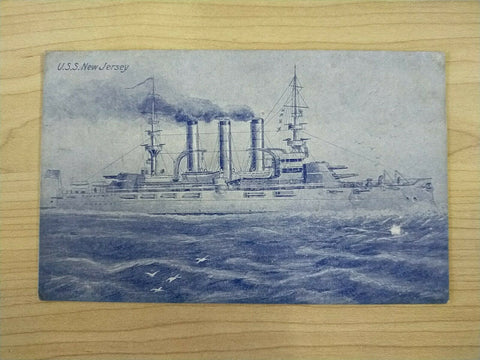 American Vintage USS New Jersey American Fleet Souvenir Postcard