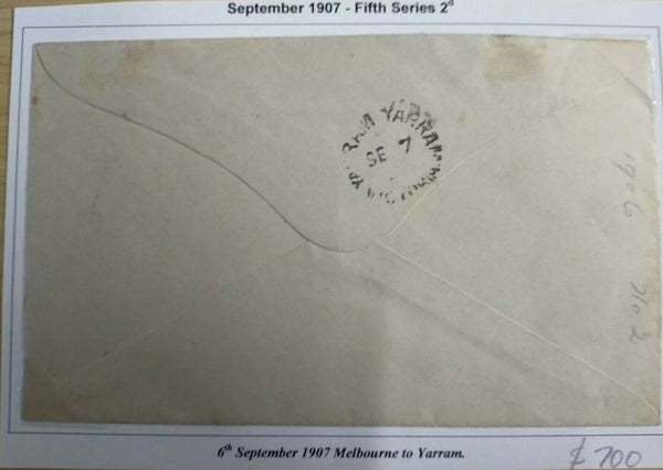 Victoria 1907 Advertising Cover Melb to Yarram 'T2D' Wmk Crown 2d Postage Due