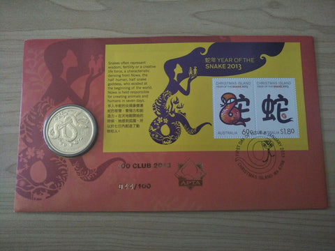 2013 Australian $1 Year Of The Snake PNC 1st Day Issue APTA 100 Club Overprint