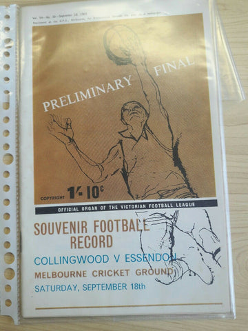 VFL Football Record 1965 18th September Collingwood Vs Essendon