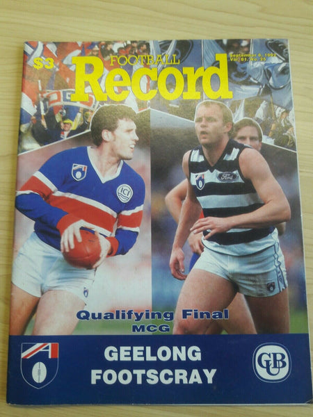 AFL 1992 Qualifying Final Geelong v Footscray September 6th 1992 Vol.81 No. 25...