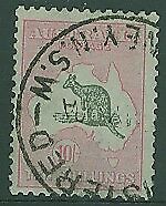 Australia SG 112 10/- Grey & Pink Kangaroo map Small Multiple Watermark FU