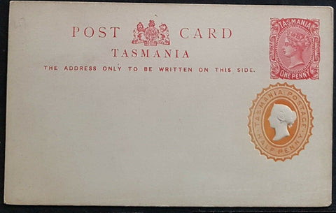 Tasmania Australian States 1d red + ½d Orange Post card mint