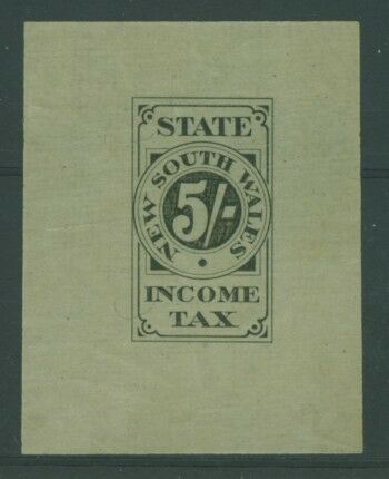 NSW revenues 5/-  State Income Tax Proof on black on cream paper