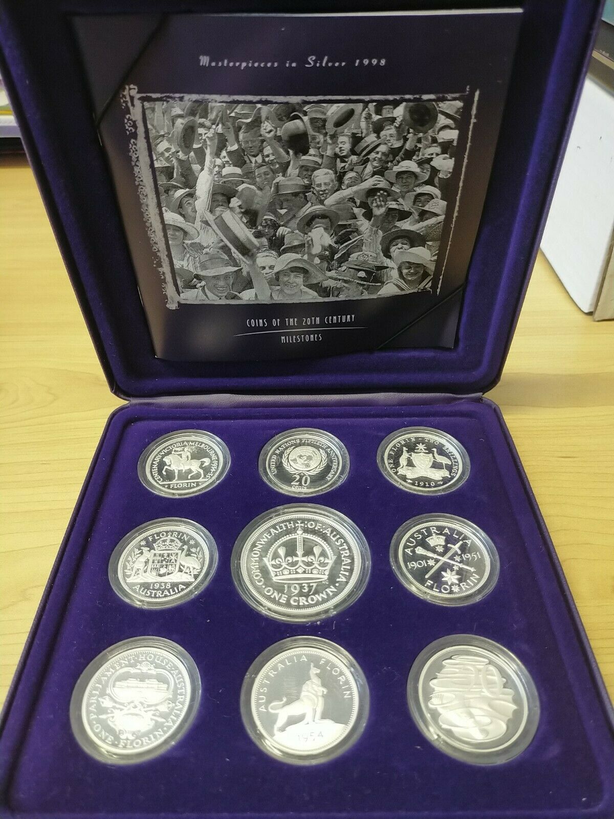 1998 Royal Australian Mint Masterpieces In Silver .999 Proof 9 Coin Set 20th Century Milestones